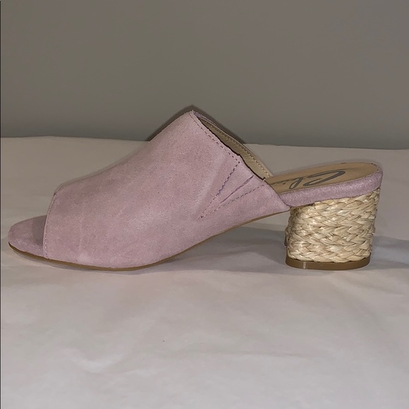 Blush mules with raffia heel. - Picture 4 of 5